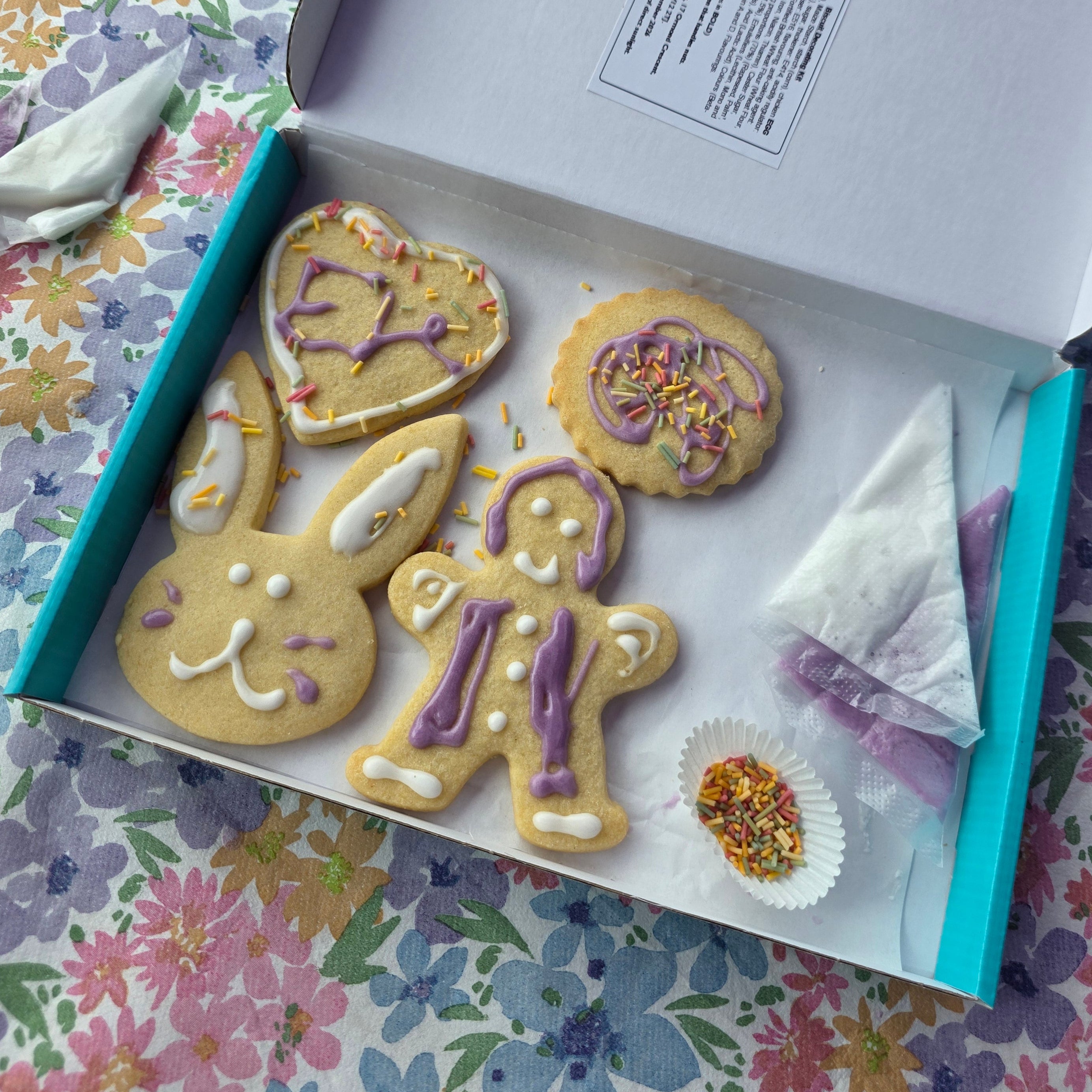 Biscuit decorating box with icing and sprinkles